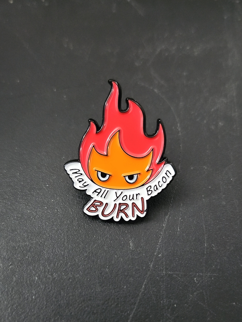 Flame Character Enamel Pin - May All Your Bacon Burn